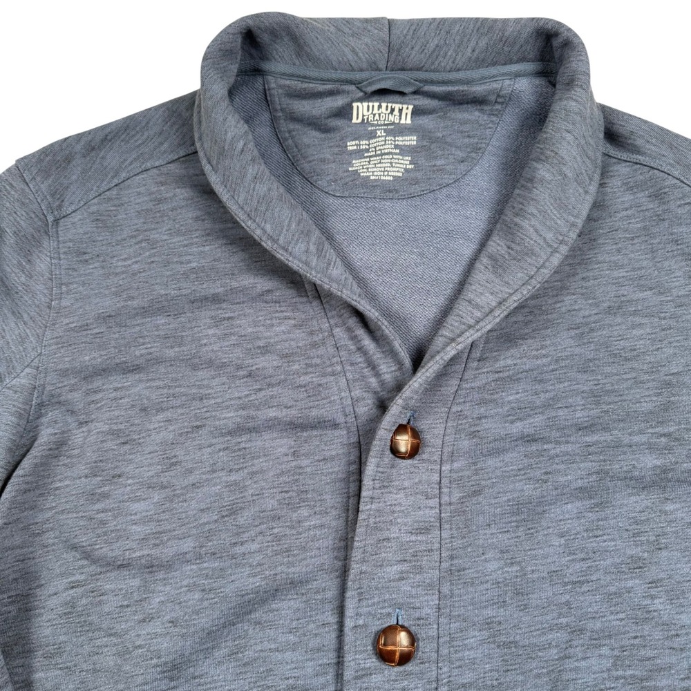 Duluth Trading Co Loophole Cardigan Mens XL Blue Shawl Collar Relaxed Fit 88311